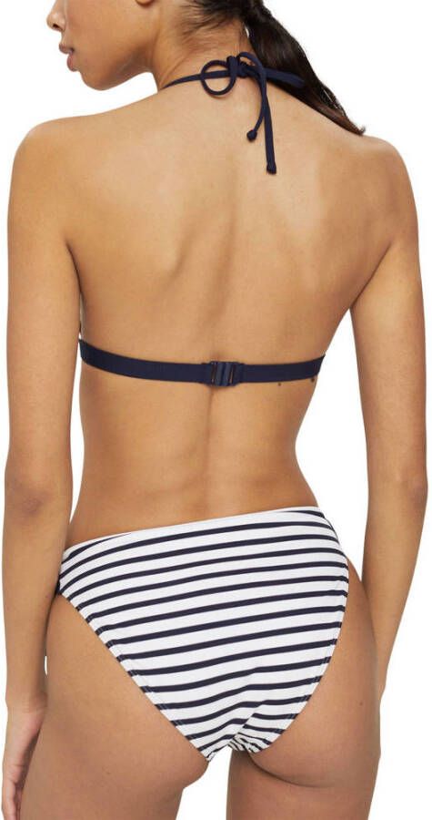 ESPRIT Women Beach niet-voorgevormde gestreepte triangel bikinitopje donkerblauw wit