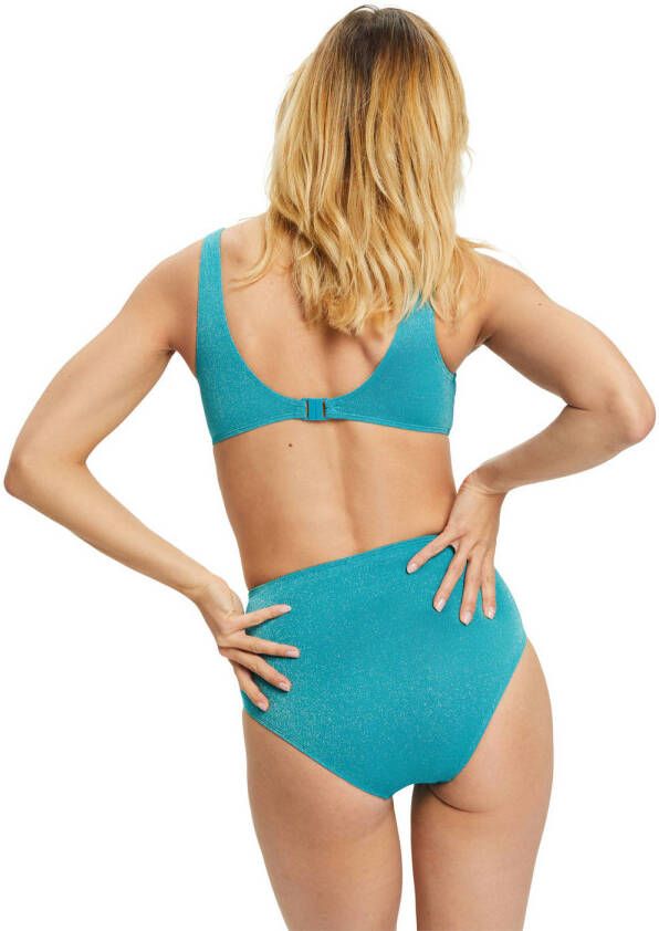 ESPRIT Women Beach high waist bikinibroekje met lurex blauw