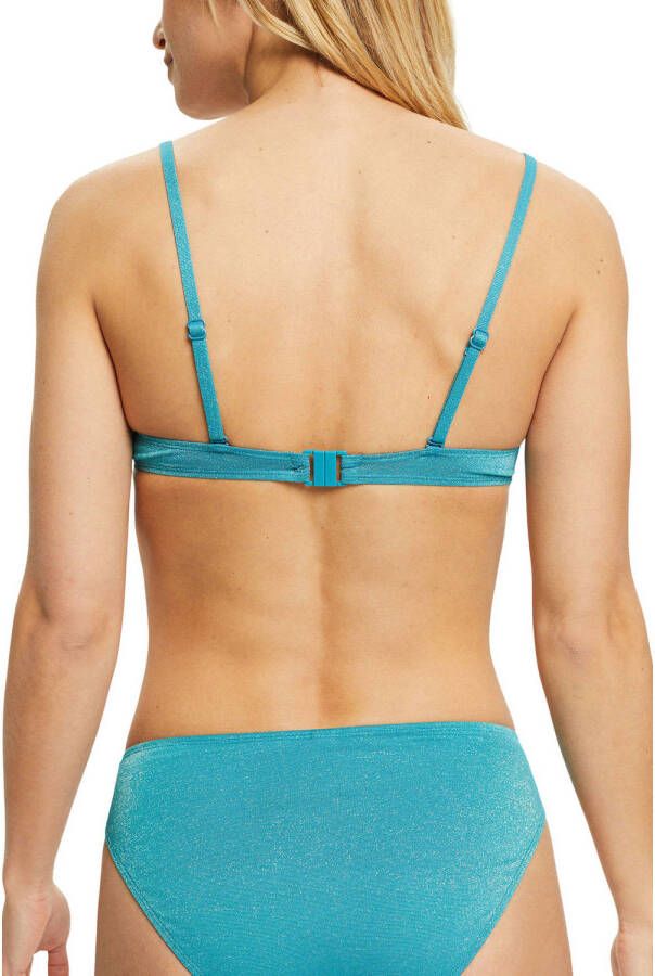 ESPRIT Women Beach voorgevormde beugel bikinitop met lurex blauw