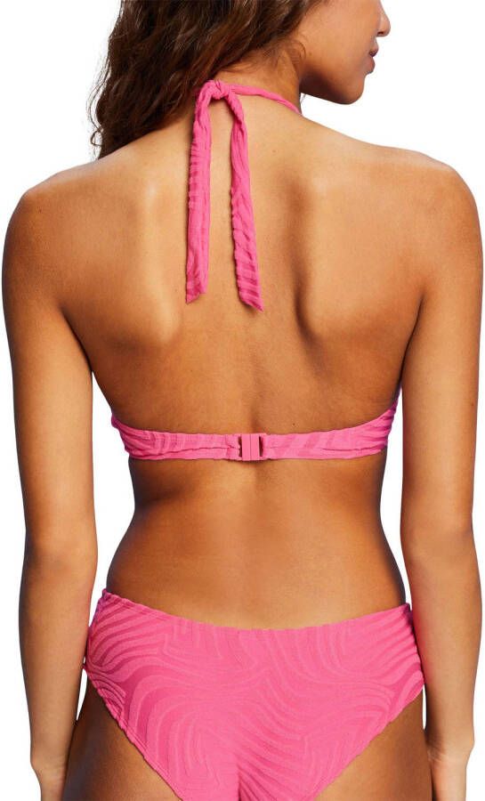 ESPRIT Women Beach voorgevormde halter bikinitop met textuur fuchsia