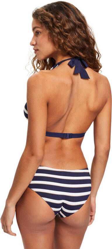 ESPRIT Women Beach voorgevormde triangel bikinitop donkerblauw wit