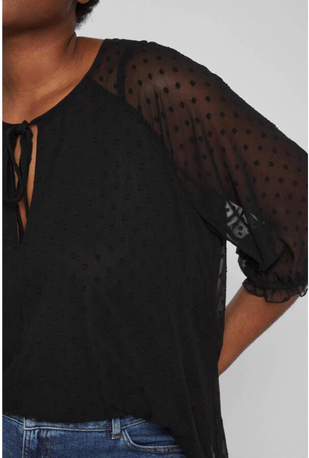 EVOKED VILA blousetop VIEDEE van gerecycled polyester zwart