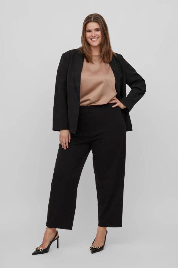EVOKED VILA cropped straight fit pantalon VILOAN van gerecycled polyester zwart