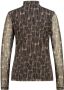 Expresso semi-transparante mesh top met all over print en plooien zwart - Thumbnail 2
