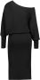 Expresso ribgebreide one shoulder jurk met vleermuismouwen zwart - Thumbnail 2