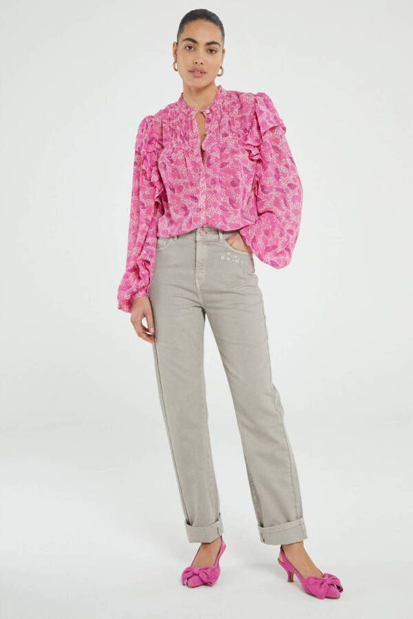 Fabienne Chapot blouse Bibi met all over print en ruches roze