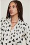 Fabienne Chapot blouse Lucky Pop met hartjes en ruches gebroken wit zwart - Thumbnail 5