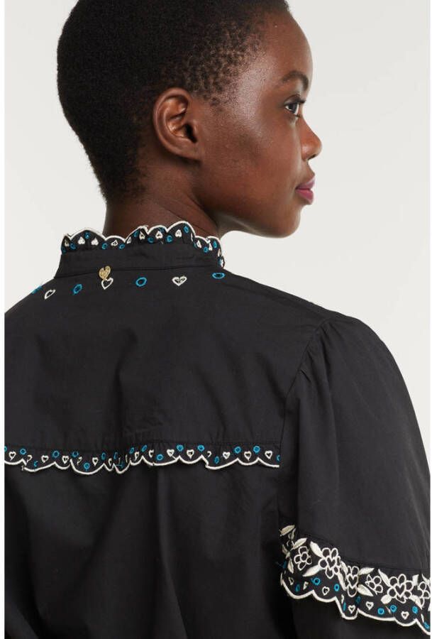Fabienne Chapot blousejurk Daila met borduursels zwart