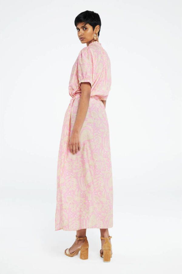 Fabienne Chapot gebloemde maxi blousejurk Girlfriend Maxi Dress roze beige