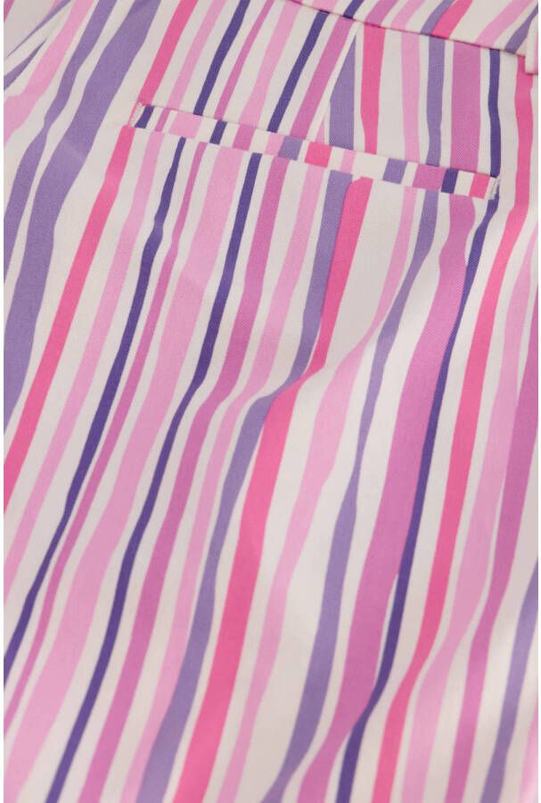 Fabienne Chapot gestreepte high waist wide leg pantalon City Wide Stripe Trousers roze lila wit