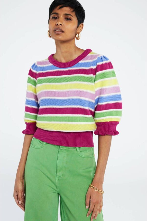 Fabienne Chapot gestreepte trui Roberta Stripe roze geel blauw groen