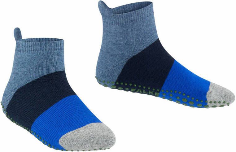 FALKE Colour Block sokken met anti-slip noppen blauw donkerblauw