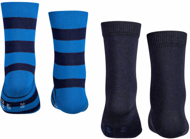 FALKE Happy Stripe sokken set van 2 zwart blauw