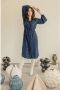 Fransa jurk FRSILJA met stippen en ceintuur donkerblauw wit - Thumbnail 3