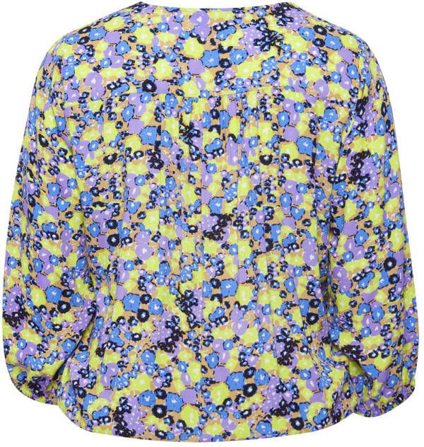 Fransa Plus Size Selection gebloemde blousetop FPMERLA groen blauw paars