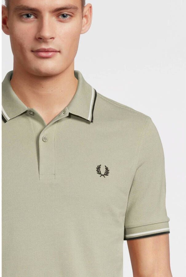 Fred Perry regular fit polo met contrastbies seagrass