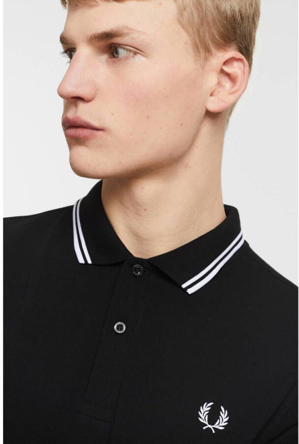 Fred Perry regular fit polo Twin tipped met contrastbies black white