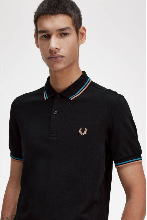 Fred Perry slim fit polo TWIN TIPPED Black
