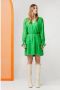 Freebird semi-transparante jurk Xeni-V met bladprint en ruches groen - Thumbnail 7