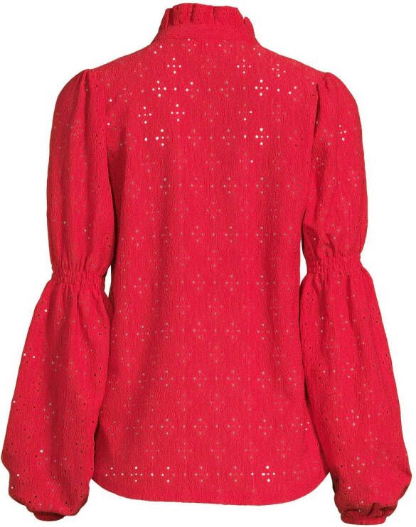 FREEQUENT blouse FQMILAN met ruches koraalrood - Foto 2