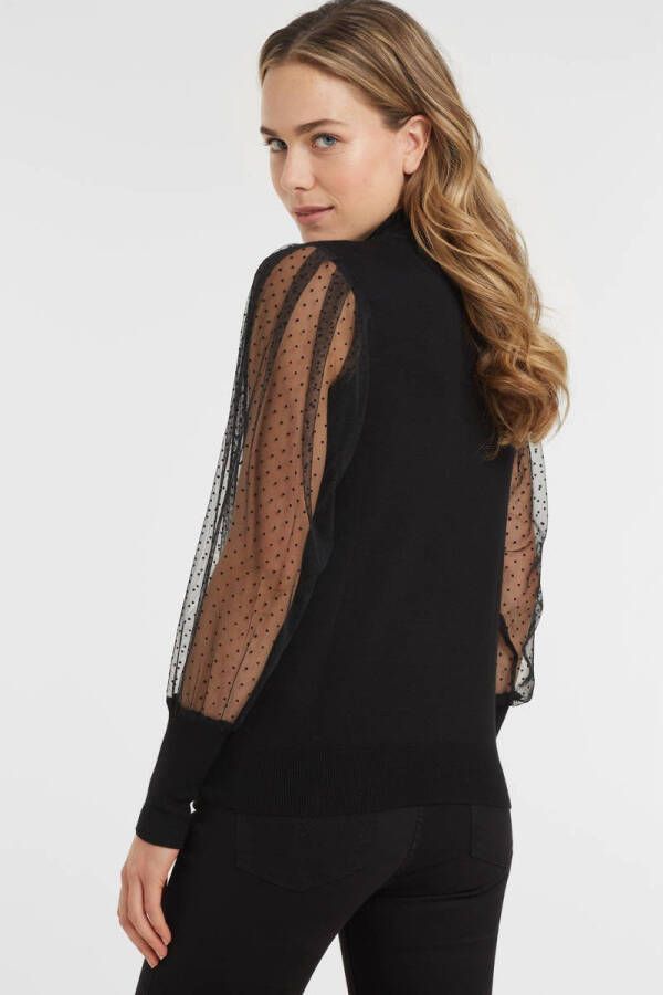 FREEQUENT semi-transparante top FQDOTKA met textuur zwart