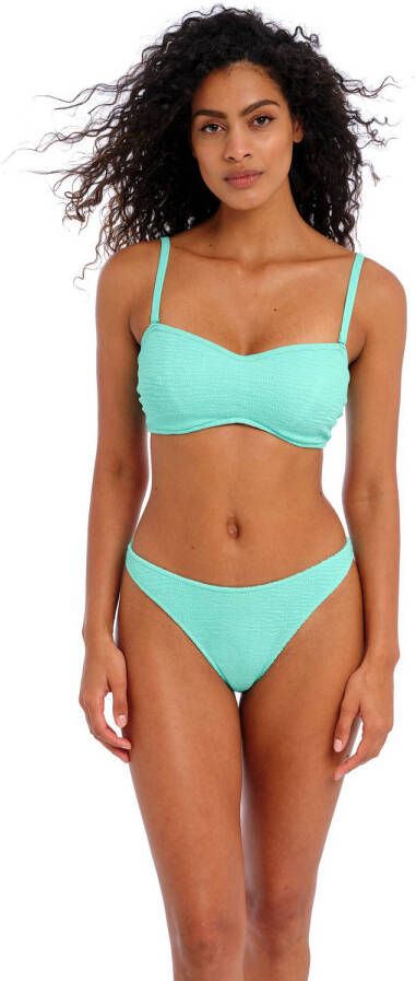 Freya voorgevormde strapless bandeau bikinitop Ibiza Waves met textuur turquoise