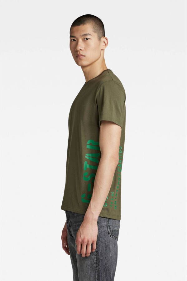 G-Star RAW regular fit T-shirt Side stencil van biologisch katoen shadow olive