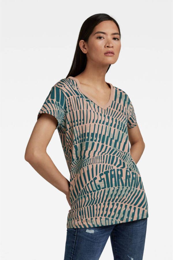 G-Star RAW T-shirt van biologisch katoen groen roze