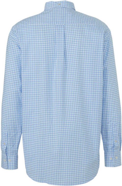 GANT geruit regular fit overhemd lichtblauw wit