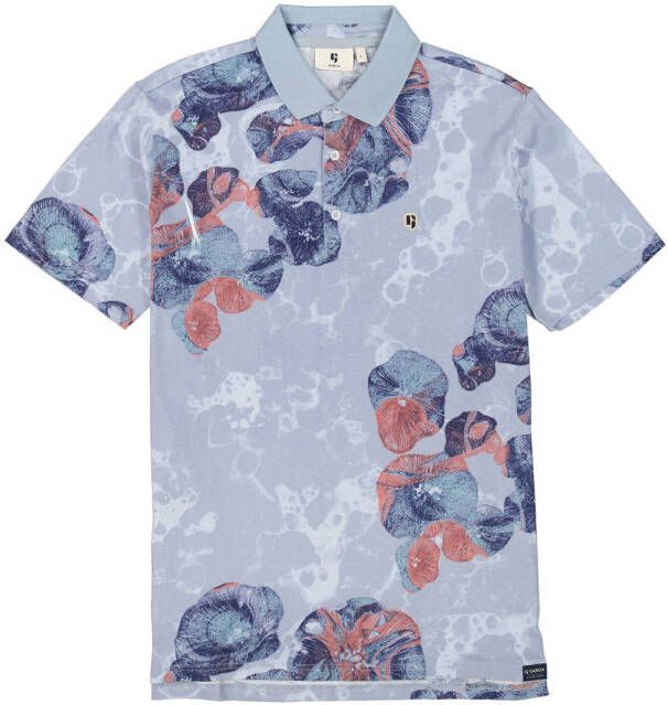 Garcia regular fit polo met all over print dusty blue