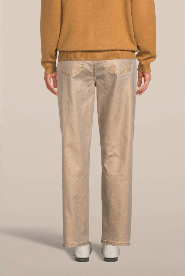 HARPER & YVE metallic coated high waist straight jeans Yael goud