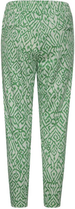 ICHI cropped straight fit pantalon IHKATE met all over print groen