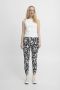 ICHI cropped straight fit pantalon IHKATE met all over print donkerblauw wit - Thumbnail 3