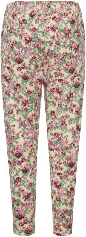 ICHI gebloemde cropped straight fit pantalon IHKATE multi roze groen