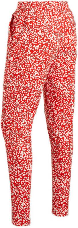 ICHI high waist regular fit pantalon IHKATE PRINT met all over print rood wit