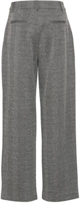 ICHI high waist wide leg pantalon IHKATE STRUCTURE met visgraat grijs - Foto 2
