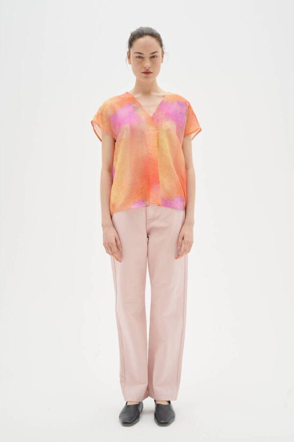 Inwear tie-dye semi-transparante top TedraIW oranje roze