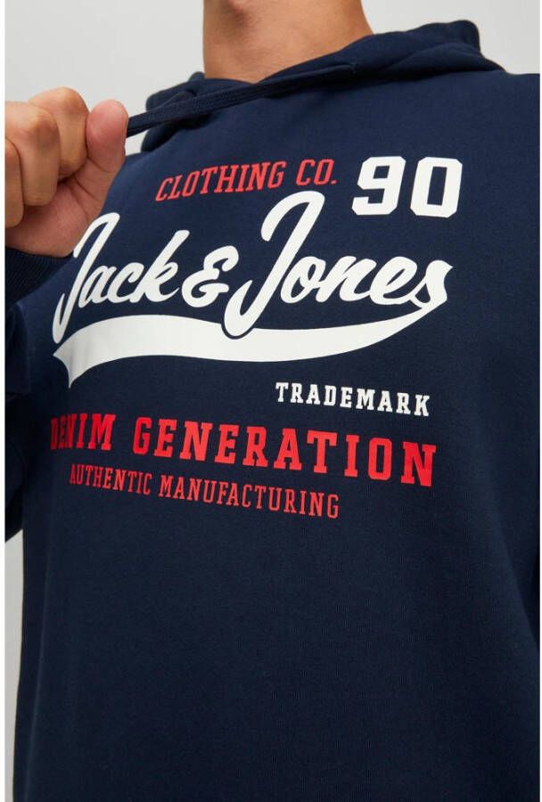 JACK & JONES ESSENTIALS hoodie met logo navy blazer