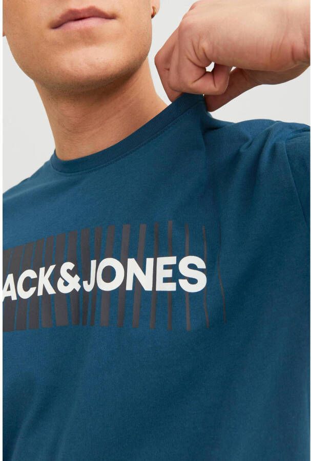 JACK & JONES ESSENTIALS regular fit T-shirt JJECORP van biologisch katoen blauw