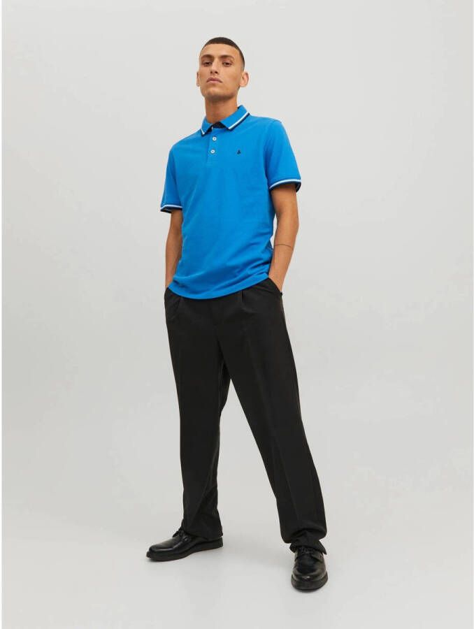 JACK & JONES ESSENTIALS slim fit polo JJEPAULOS van biologisch katoen french blue