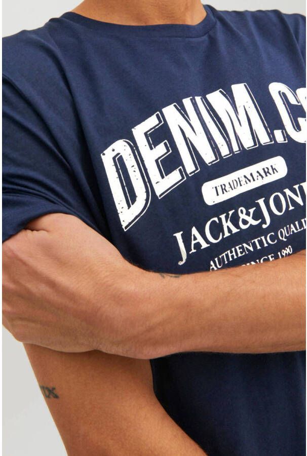 JACK & JONES ESSENTIALS T-shirt JJEJEANS met printopdruk navy blazer