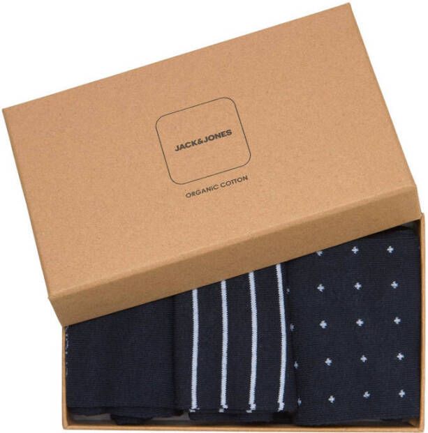 JACK & JONES giftbox sokken JACARBO set van 3 donkerblauw