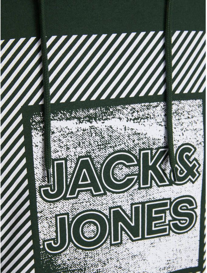 JACK & JONES hoodie JJSTEIN met printopdruk groen