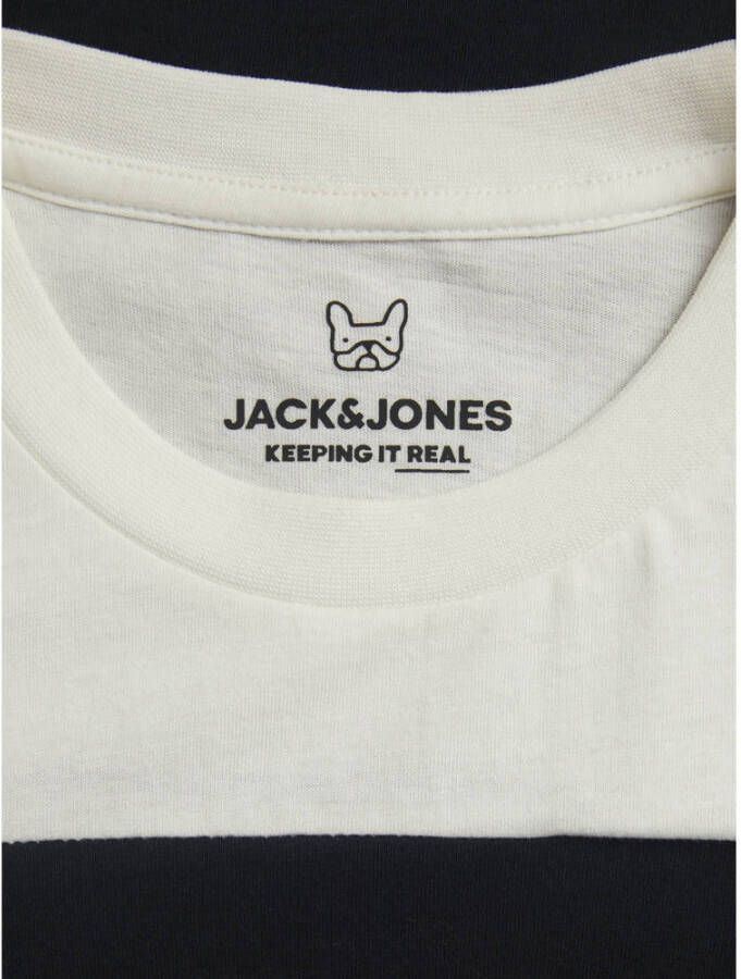JACK & JONES JUNIOR T-shirt JJEDAN met biologisch katoen donkerblauw wit