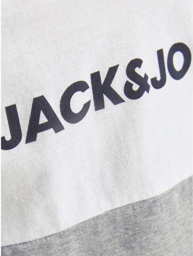 JACK & JONES JUNIOR T-shirt JJELOGO met logo donkerblauw wit grijs melange