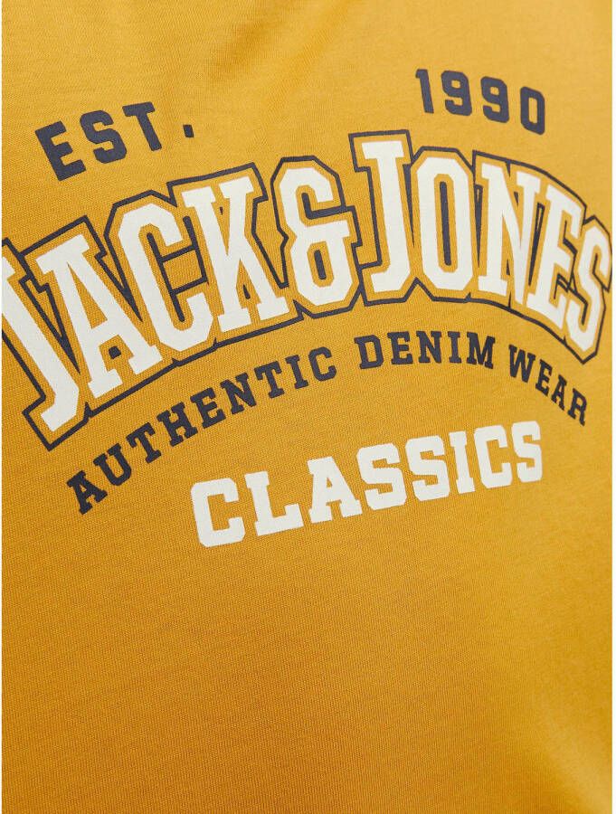 JACK & JONES JUNIOR T-shirt JJELOGO van biologisch katoen honinggeel
