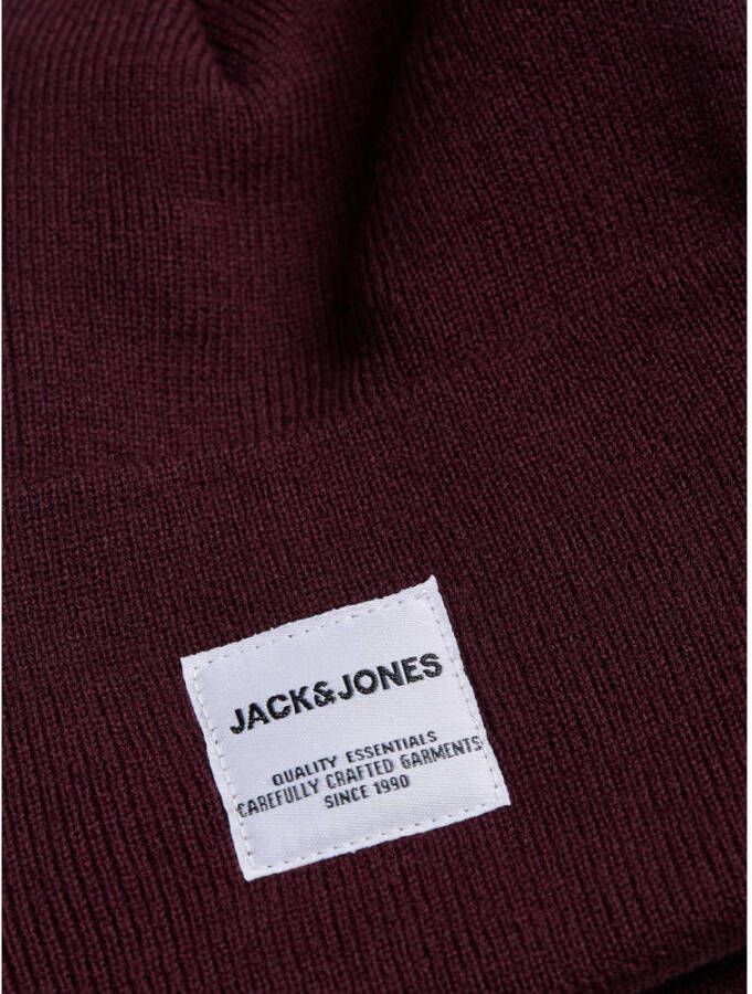 JACK & JONES muts JACLONG met logo donkerrood