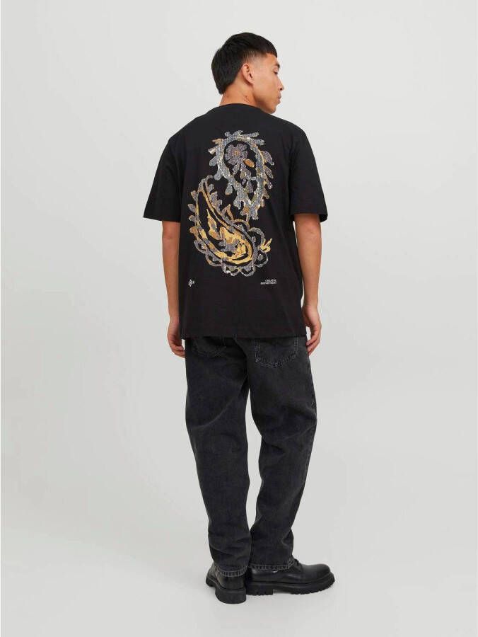 JACK & JONES ORIGINALS oversized T-shirt JORGRACIA met backprint zwart