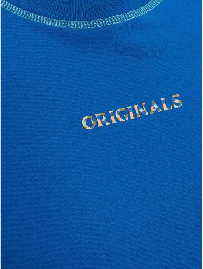 JACK & JONES ORIGINALS regular fit T-shirt JORFRESH met printopdruk nautical blue