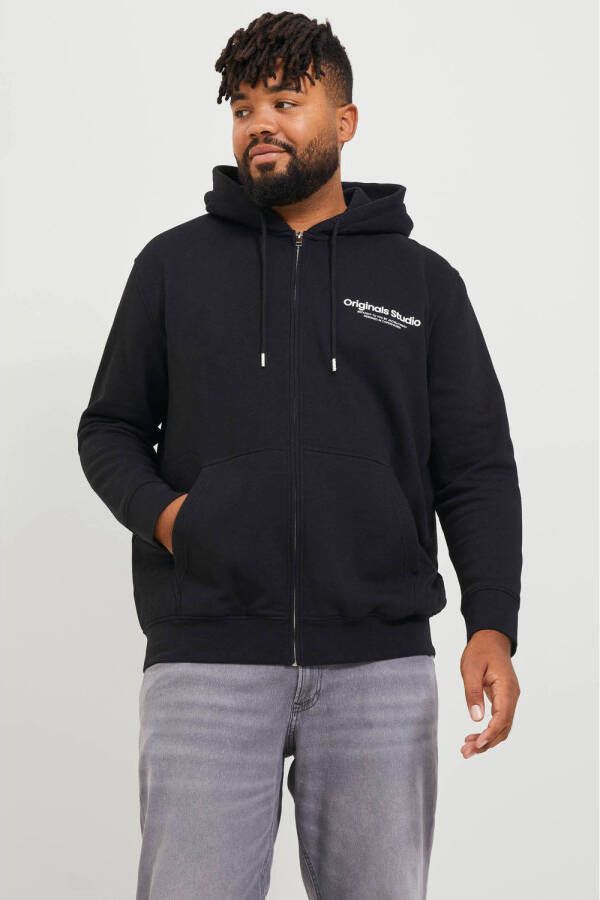 JACK & JONES PLUS SIZE sweatvest JORVESTERBRO Plus Size met logo zwart